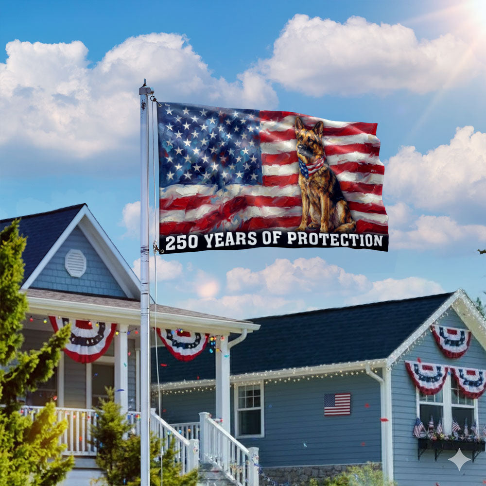 Dog American Flag, 250 Years of Protection Grommet Flag