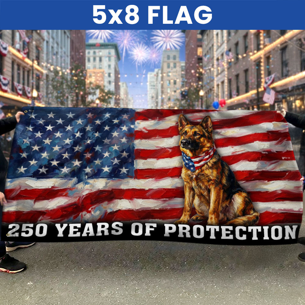 Dog American Flag, 250 Years of Protection Grommet Flag
