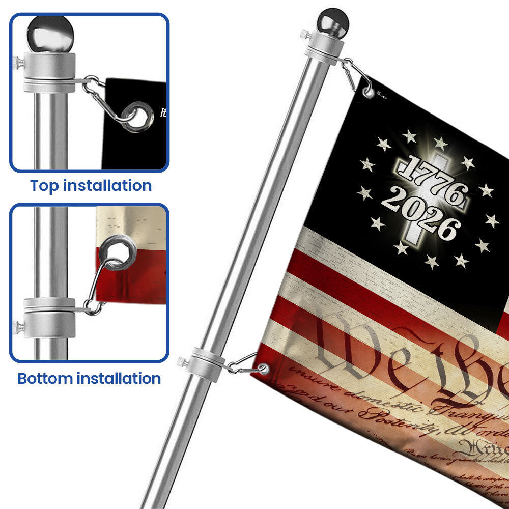 Christian Cross US Flag, 250 Years of Blessing We The People Grommet Flag