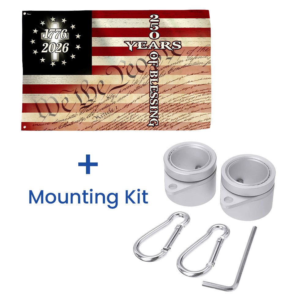 Christian Cross US Flag, 250 Years of Blessing We The People Grommet Flag