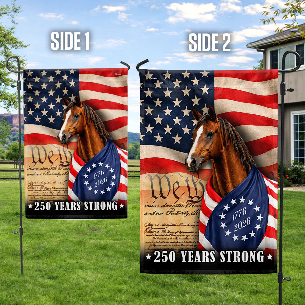 Horse American Flag, 250 Years Strong Horse Wrapped in Glory US Flag