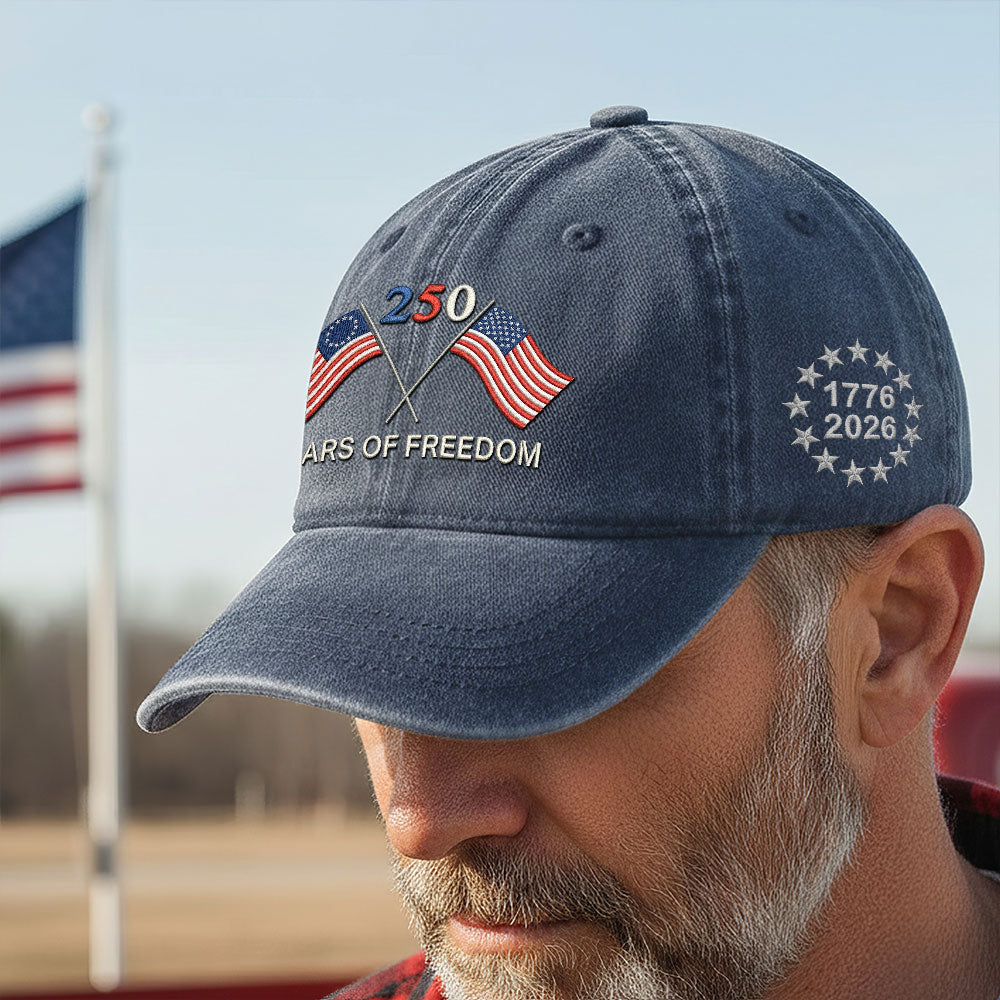 Betsy Ross 250 Years of Freedom Washed Cap with Embroidered American Flag