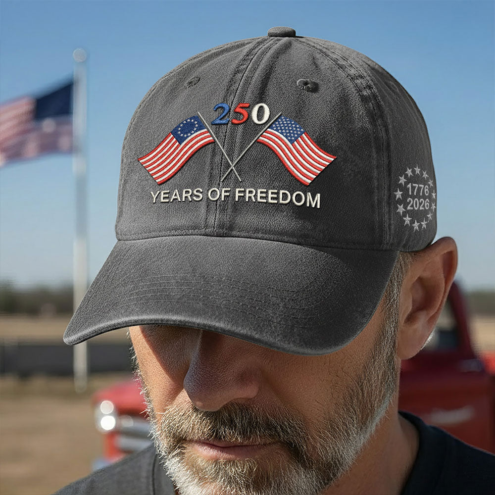 Betsy Ross 250 Years of Freedom Washed Cap with Embroidered American Flag