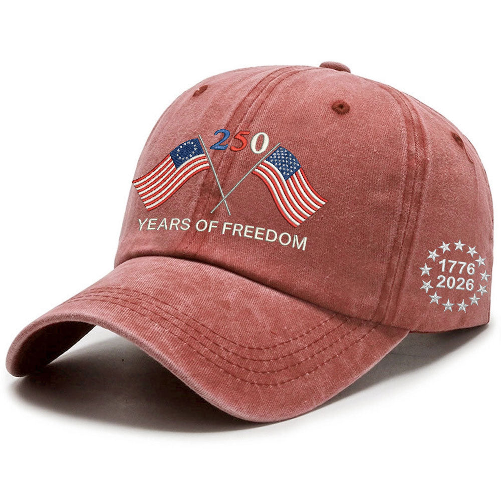 Betsy Ross 250 Years of Freedom Washed Cap with Embroidered American Flag