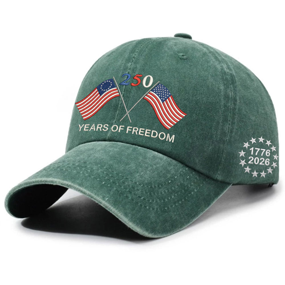Betsy Ross 250 Years of Freedom Washed Cap with Embroidered American Flag