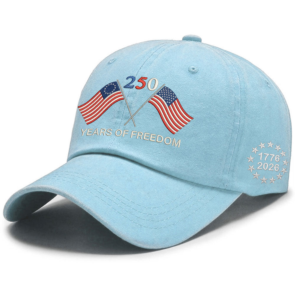 Betsy Ross 250 Years of Freedom Washed Cap with Embroidered American Flag