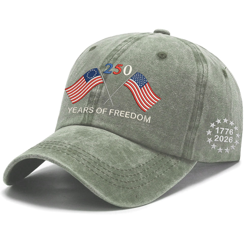 Betsy Ross 250 Years of Freedom Washed Cap with Embroidered American Flag