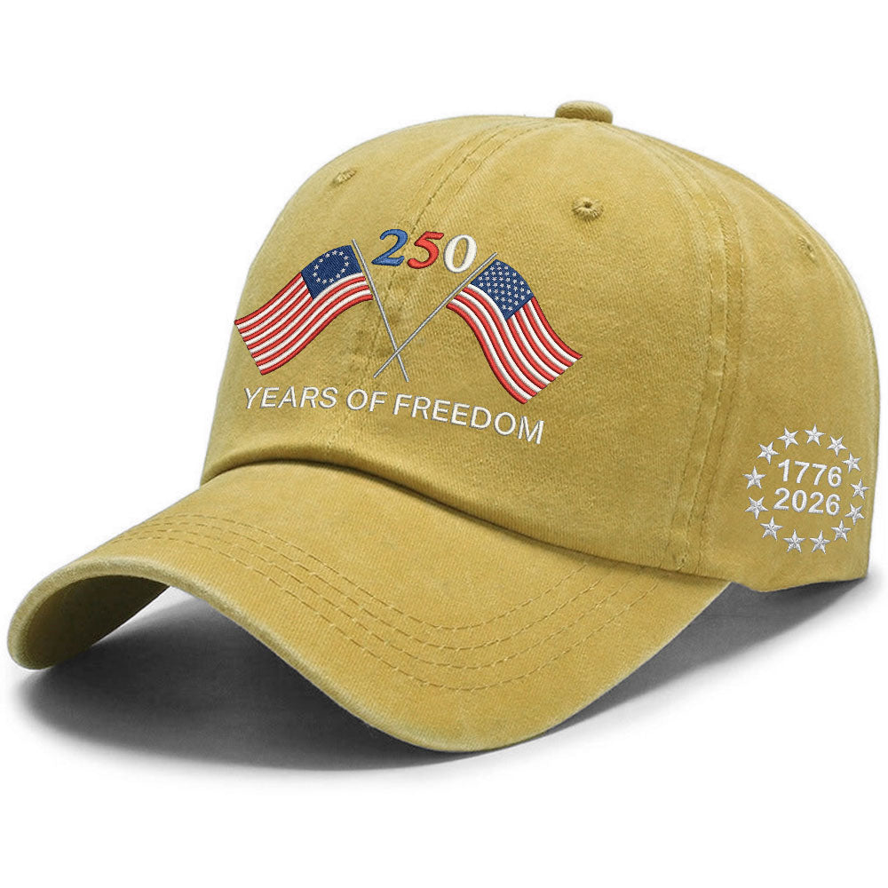 Betsy Ross 250 Years of Freedom Washed Cap with Embroidered American Flag