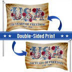 USA American Flag, 250 Years of Freedom Vintage Patriotic Grommet Flag