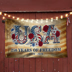 USA American Flag, 250 Years of Freedom Vintage Patriotic Grommet Flag