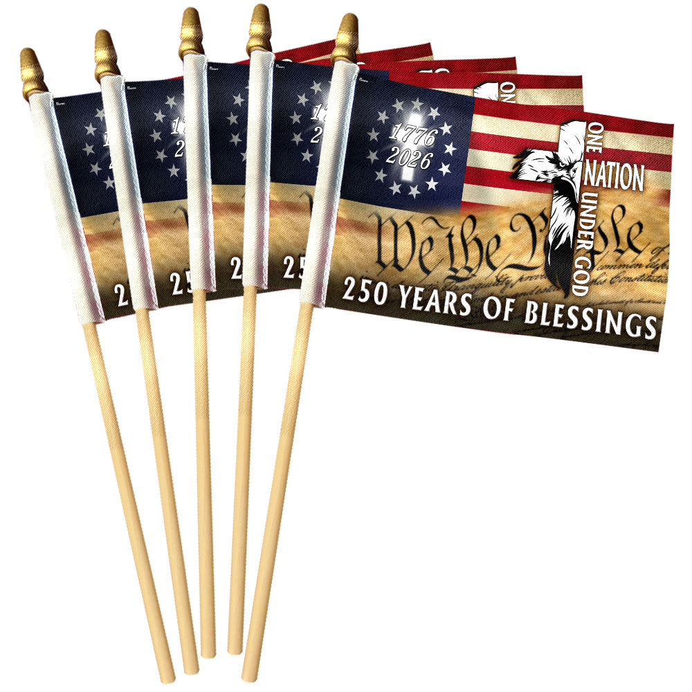 One Nation Under God Flag, 250 Years of Blessings Cross Handheld Flag