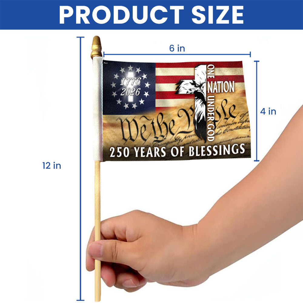 One Nation Under God Flag, 250 Years of Blessings Cross Handheld Flag