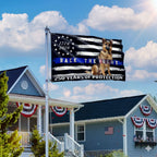 Police US Flag, 1776 2026 German Shepherd Thin Blue Line Grommet Flag