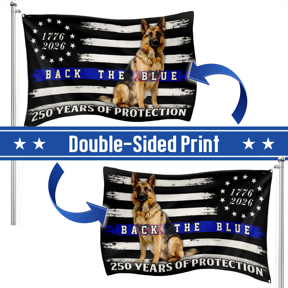 Police US Flag, 1776 2026 German Shepherd Thin Blue Line Grommet Flag