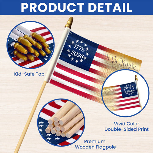 1776 2026 Betsy Ross We The People American Handheld Flag