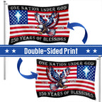 Christian Cross Flag, 250 Years of Blessings Patriotic Eagle Grommet Flag