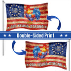 Chicken American Flag, 250 Years Strong Patriotic Chicken Grommet Flag