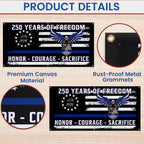Police Thin Blue Line Flag Fence Banner for 250 Years of Freedom Decor