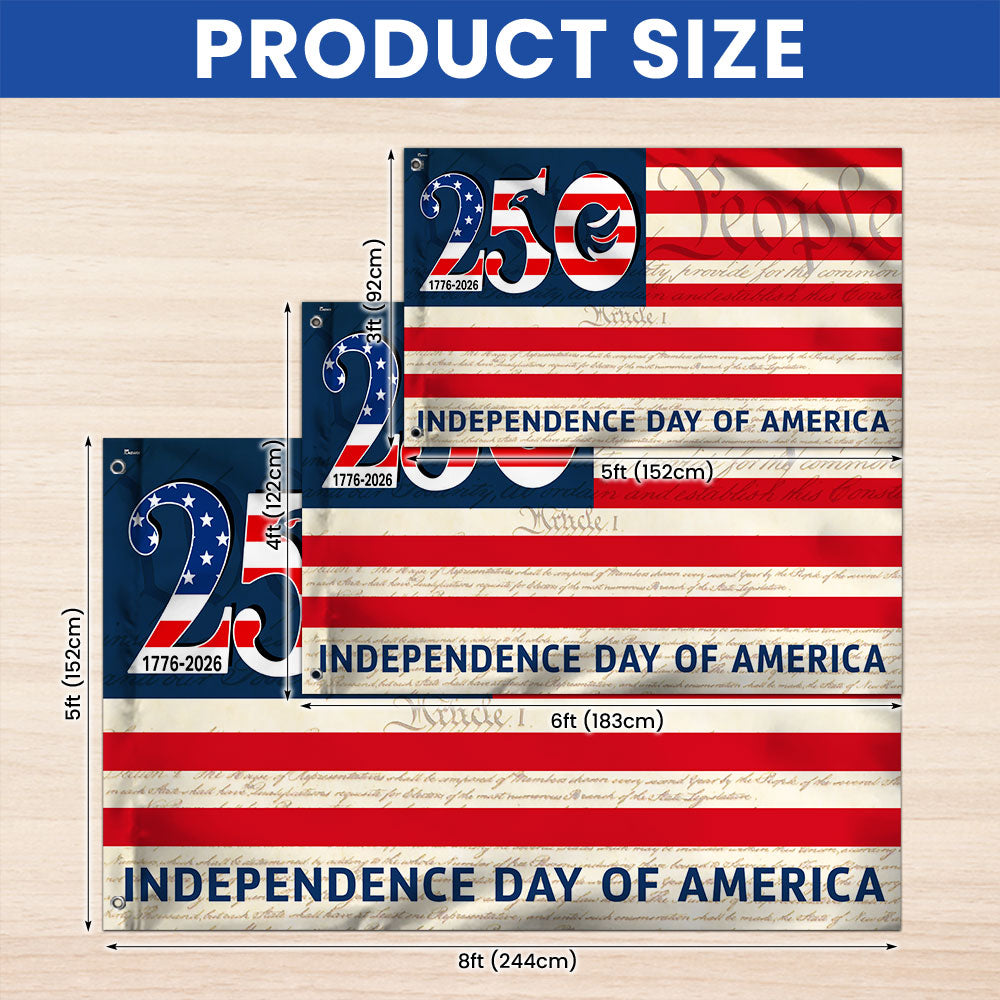 250th Anniversary Flag, 1776 2026 Independence Day of America Grommet Flag