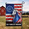 Horse Farmhouse Flag, 250 Years Strong Patriotic White Horse US Flag