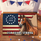 250 Years Strong Patriotic Horse American Flag Doormat