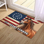 250 Years Strong Patriotic Horse American Flag Doormat