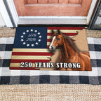 250 Years Strong Patriotic Horse American Flag Doormat