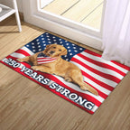 250 Years Strong Patriotic Golden Retriever American Flag Doormat