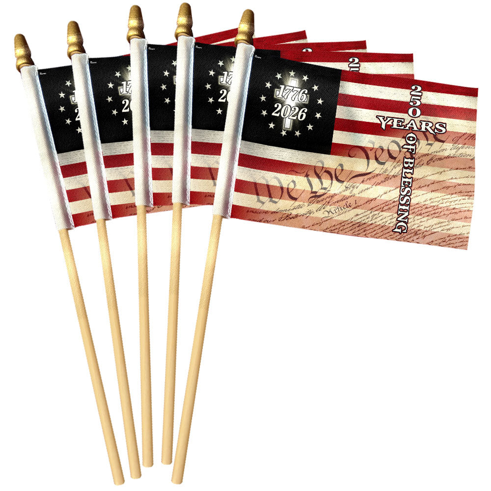 250 Years of Blessing We The People Christian Cross Handheld Flag