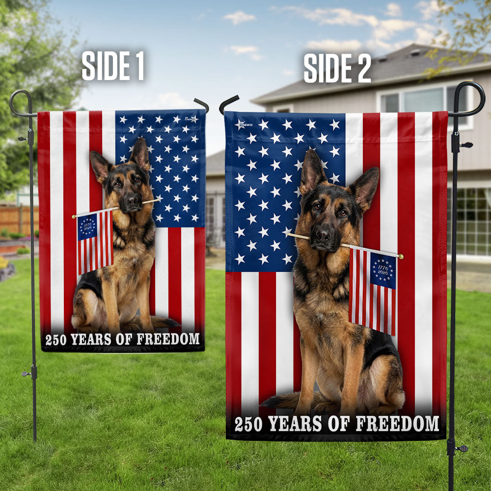 Dog American Flag, 250 Years of Freedom German Shepherd US Flag