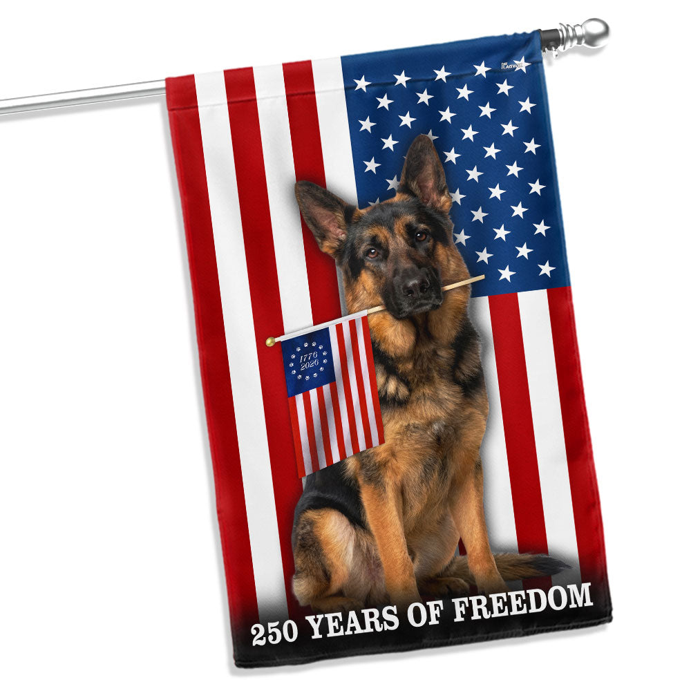 Dog American Flag, 250 Years of Freedom German Shepherd US Flag