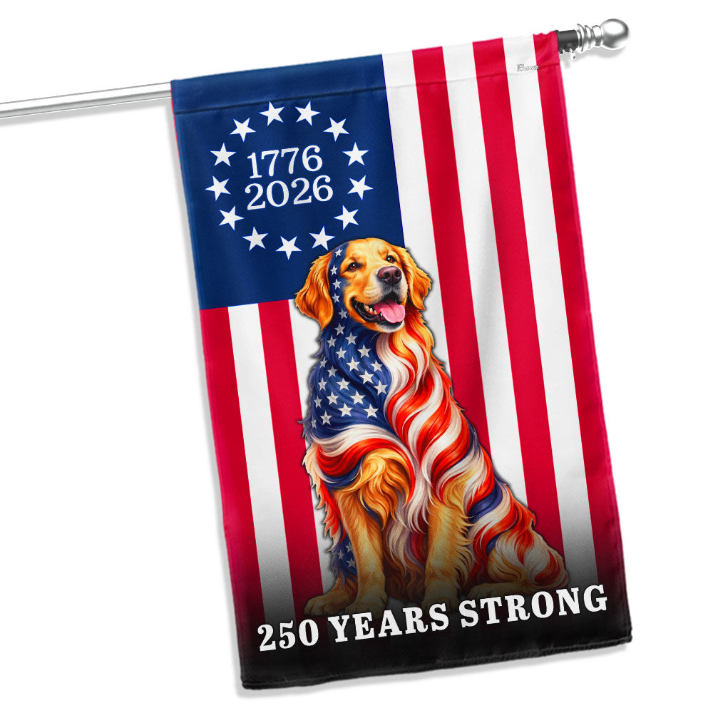 Dog American Flag, 250 Years Strong Golden Retriever US Flag