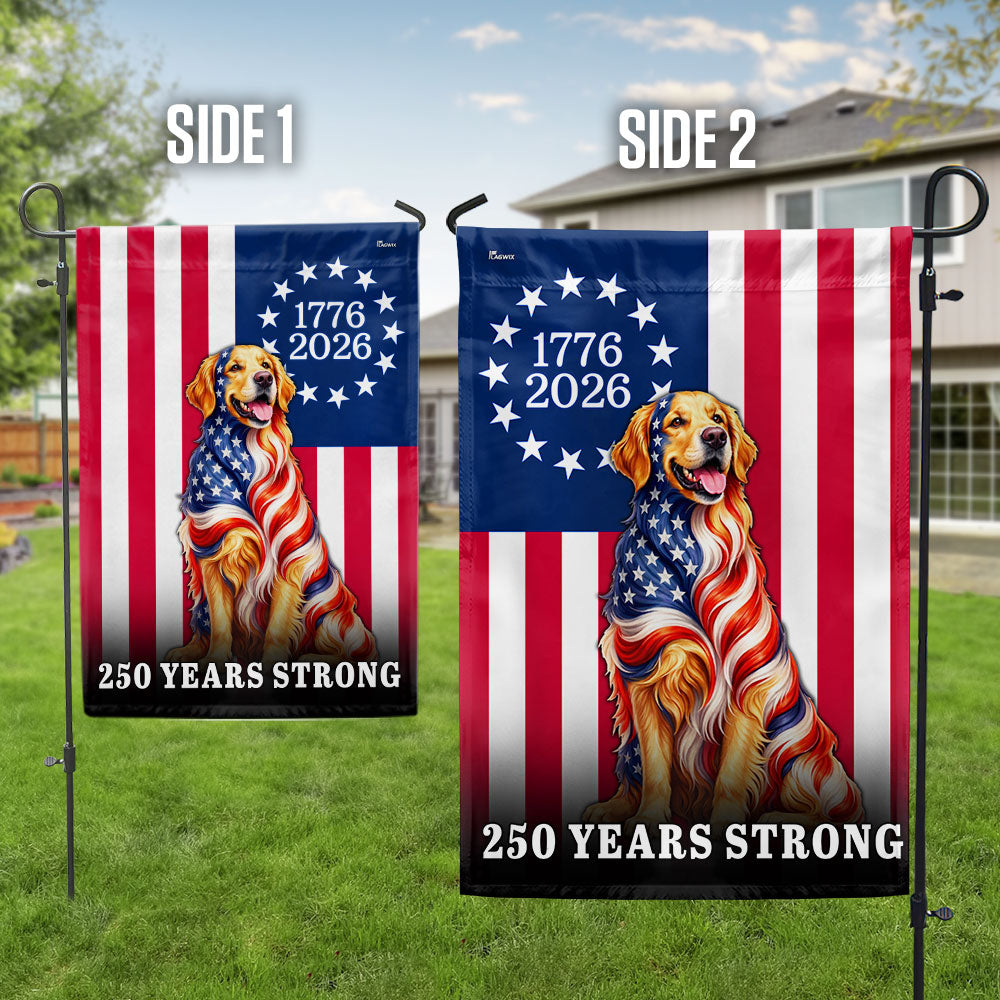 Dog American Flag, 250 Years Strong Golden Retriever US Flag