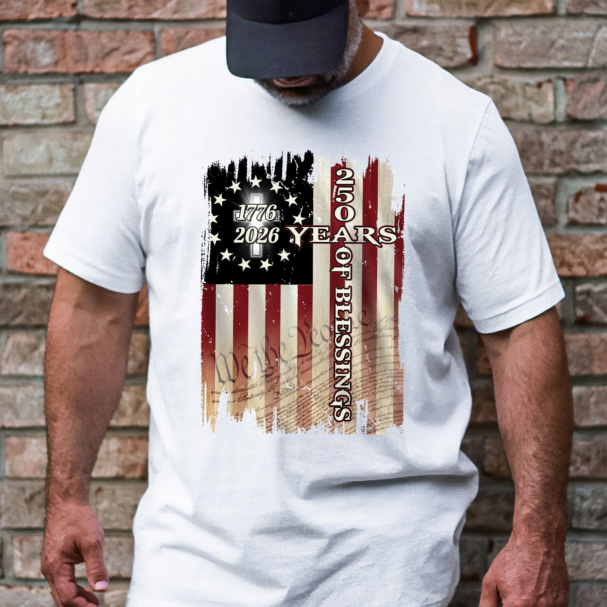 250 Years of Blessings Shirt, 1776 2026 Christian Cross T-shirt