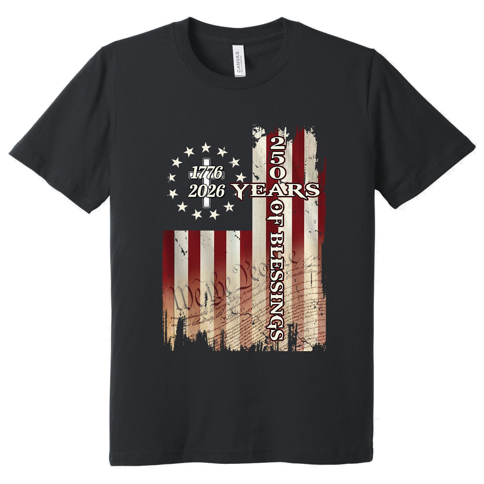 250 Years of Blessings Shirt, 1776 2026 Christian Cross T-shirt