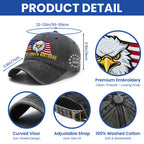Happy 250th Birthday Washed Cap, 1776 2026 Patriotic Eagle Embroidered Cap