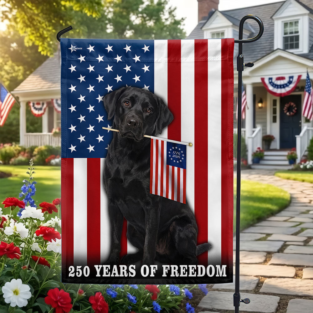 Dog American Flag, 250 Years of Freedom Black Labrador Retriever US Flag