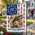 Bass Fish American Flag, 250 Years Reeling in Freedom US Flag