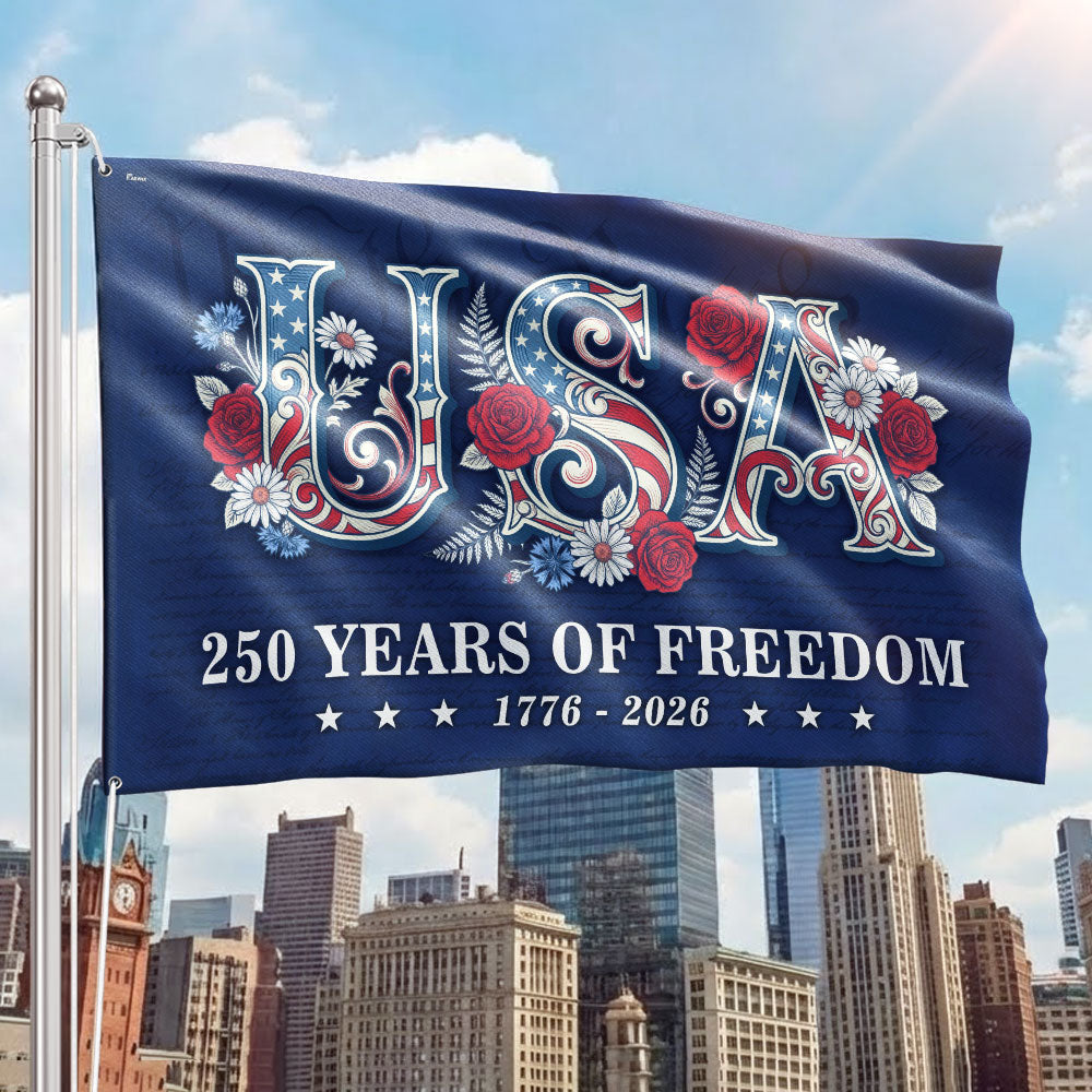 USA American Flag, 250 Years of Freedom We The People Grommet Flag