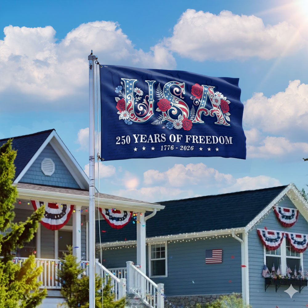 USA American Flag, 250 Years of Freedom We The People Grommet Flag
