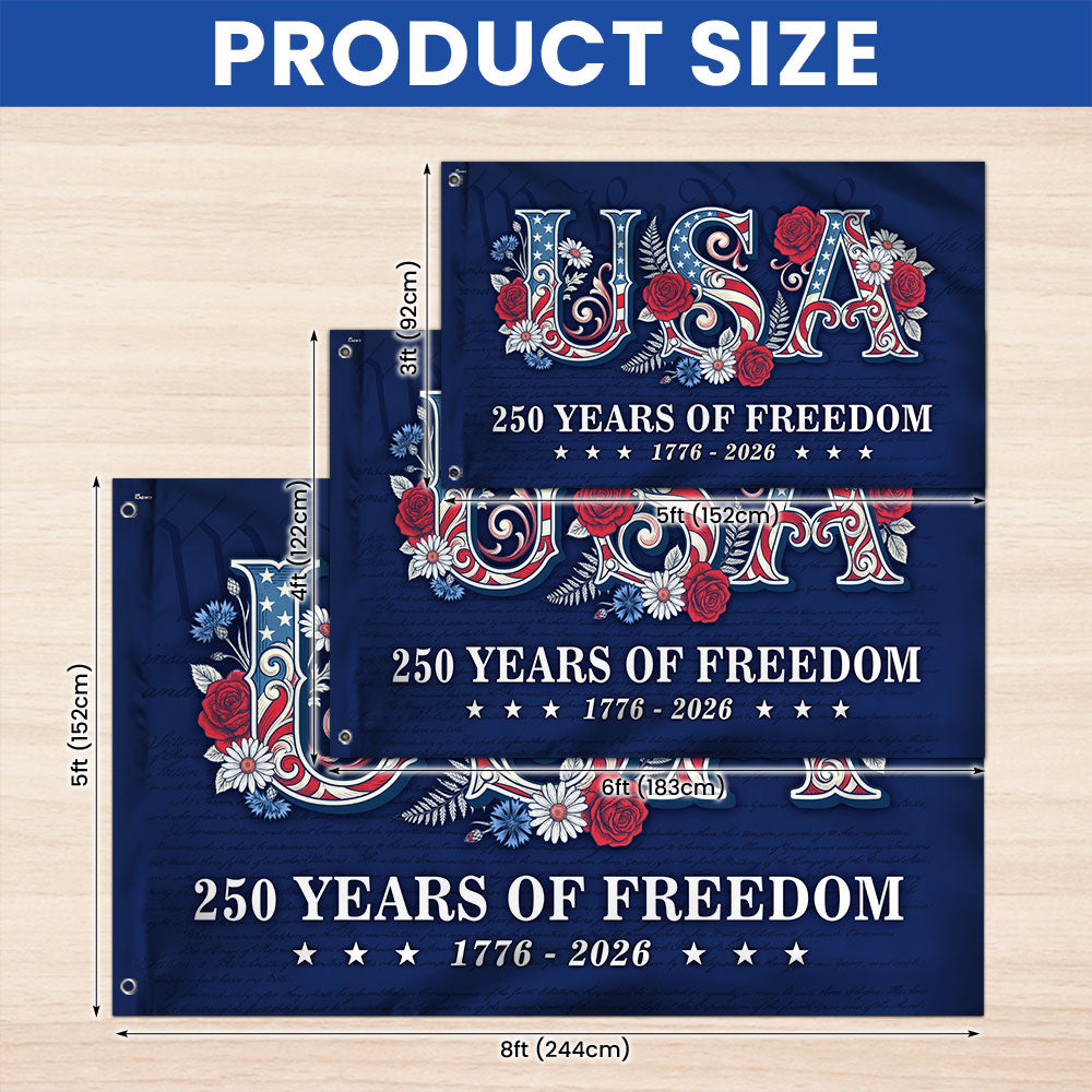 USA American Flag, 250 Years of Freedom We The People Grommet Flag