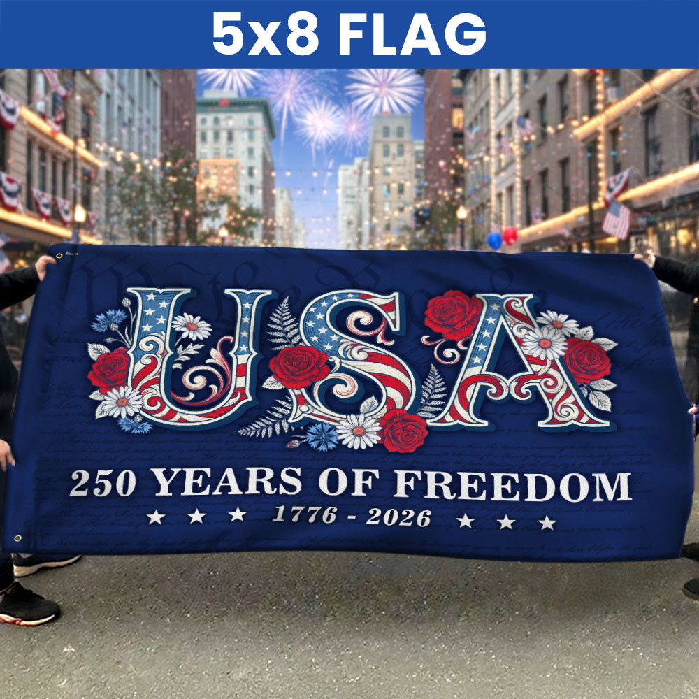 USA American Flag, 250 Years of Freedom We The People Grommet Flag