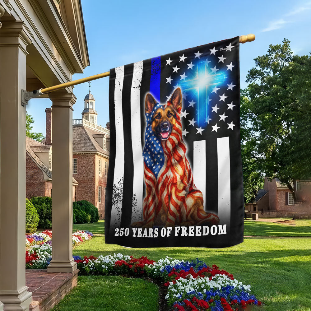 German Shepherd Dog Flag, 250 Years of Freedom Christian Thin Blue Line US Flag