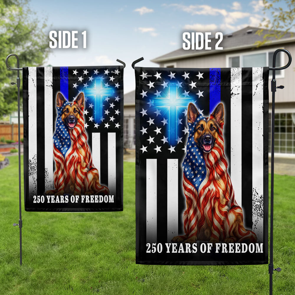 German Shepherd Dog Flag, 250 Years of Freedom Christian Thin Blue Line US Flag