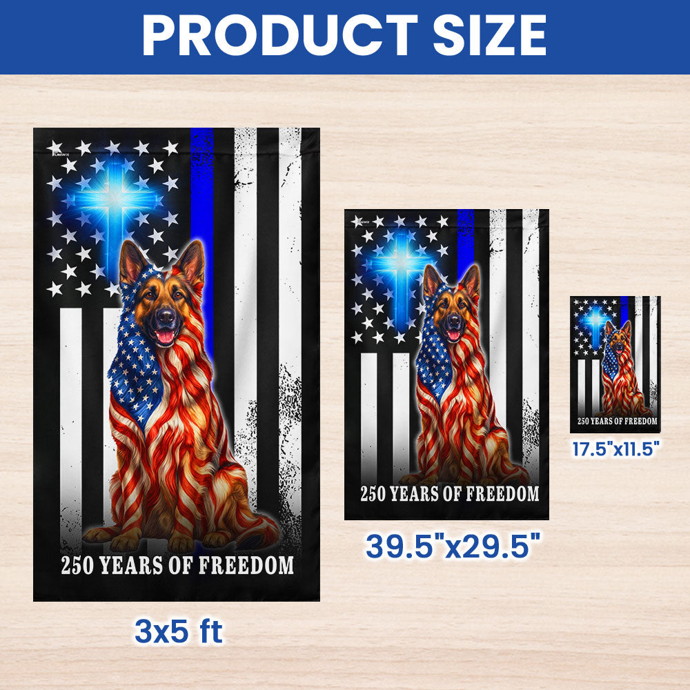 German Shepherd Dog Flag, 250 Years of Freedom Christian Thin Blue Line US Flag