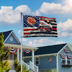 Firefighter Flag, 250 Years of Service Fire Truck Firefighter Grommet Flag
