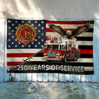 Firefighter Flag, 250 Years of Service Fire Truck Firefighter Grommet Flag