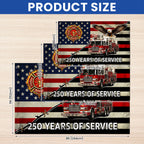 Firefighter Flag, 250 Years of Service Fire Truck Firefighter Grommet Flag