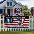 250 Years of Blessings Flag, One Nation Under God Christian Cross Fence Banner
