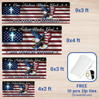 250 Years of Blessings Flag, One Nation Under God Christian Cross Fence Banner